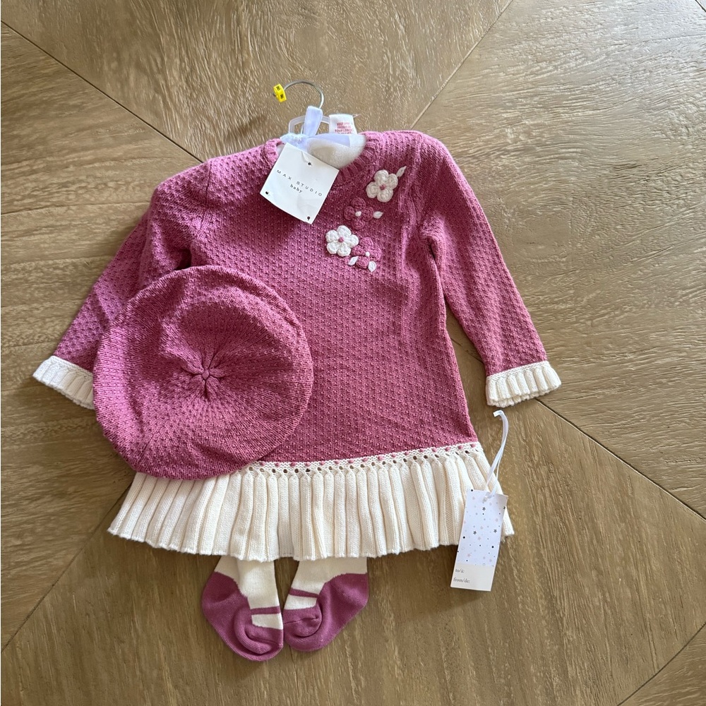 Max Studio Pink and Cream Kids Casual Dress Set